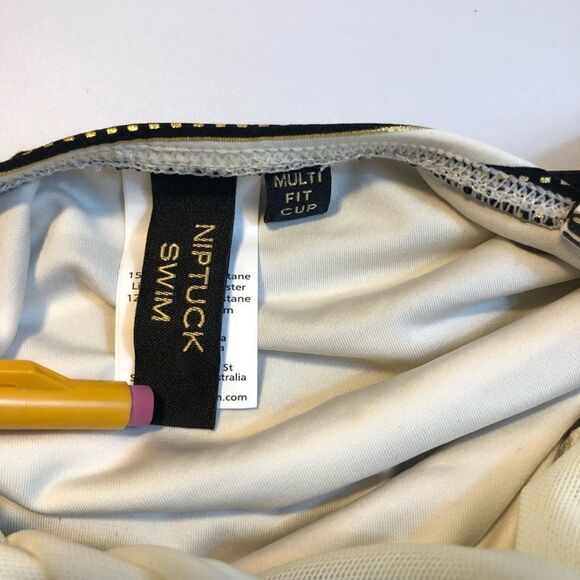 Niptuck Swimsuit Striped One Piece Ruching For Slimming Size 8 - Picture 11 of 13